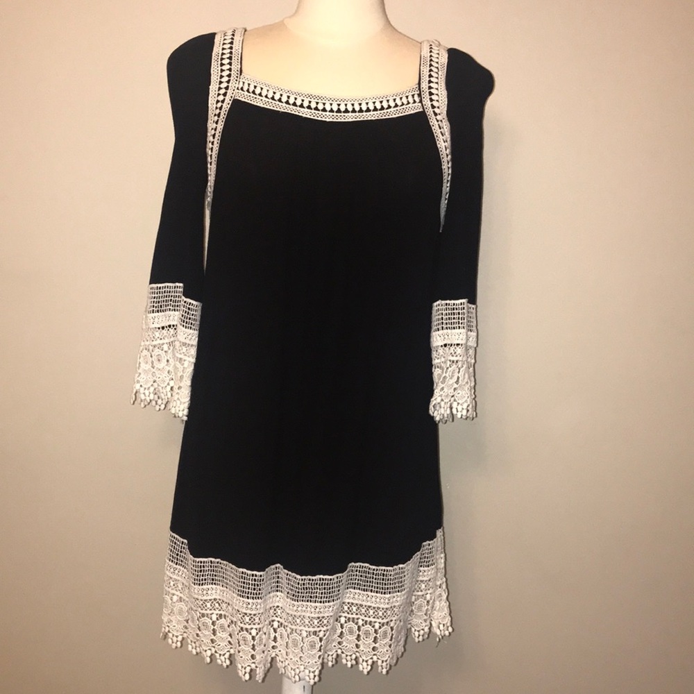 SOLD- Umgee Black Lace Boho Tunic Dress